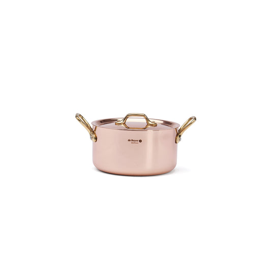 INOCUIVRE SERVICE Copper Stew Pan with Lid and Brass Handles
