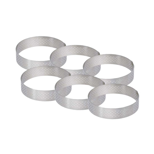 Perforated Round Tart Ring 6pc Set - 0.8"H
