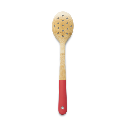 Bamboo Slotted Spoon - Red