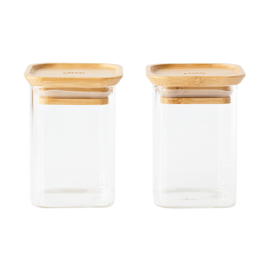 Stackable Glass Container with Bamboo Lid 2pack